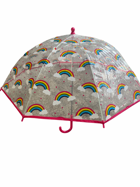 MRTLLOA Kids Rainbow Clear Bubble Umbrella, Toddler Grip Curved Handle Stic MRTLLOA Kids Rainbow Clear Bubble Umbrella, Toddler Grip Curved