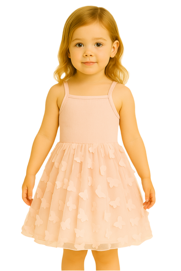 Girls Pink Summer Dress with Net Skirt