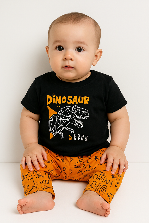3pc Black & Orange Dino