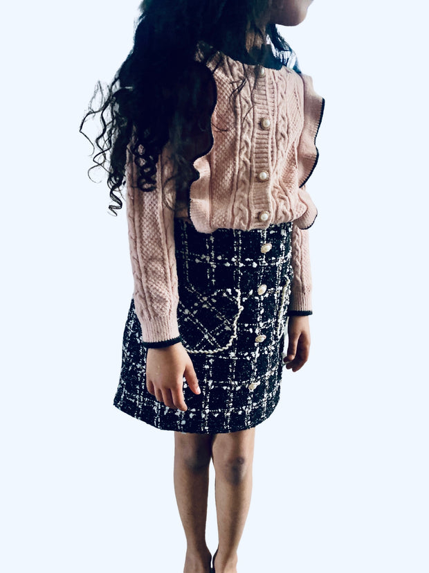 Iridescent flicker black and white skirt