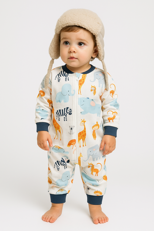Animal Print Zip Up All In One