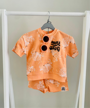 Toddler Boy “Make Waves” Crab Print T-Shirt & Shorts Set with Sunglasses