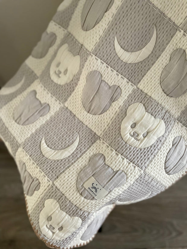 Front Moon and bear baby blanket with design cotton