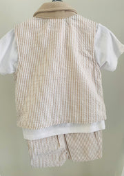 Baby Boy Beige Waistcoat and Shorts 3 Piece