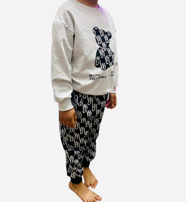 Grey & Black Check Bear Tracksuit