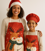 Matching Snowman & Reindeer Adult & Child Apron Set