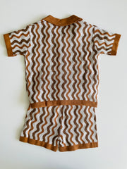 Short-sleeve toddler boy knitted shirt and matching shorts