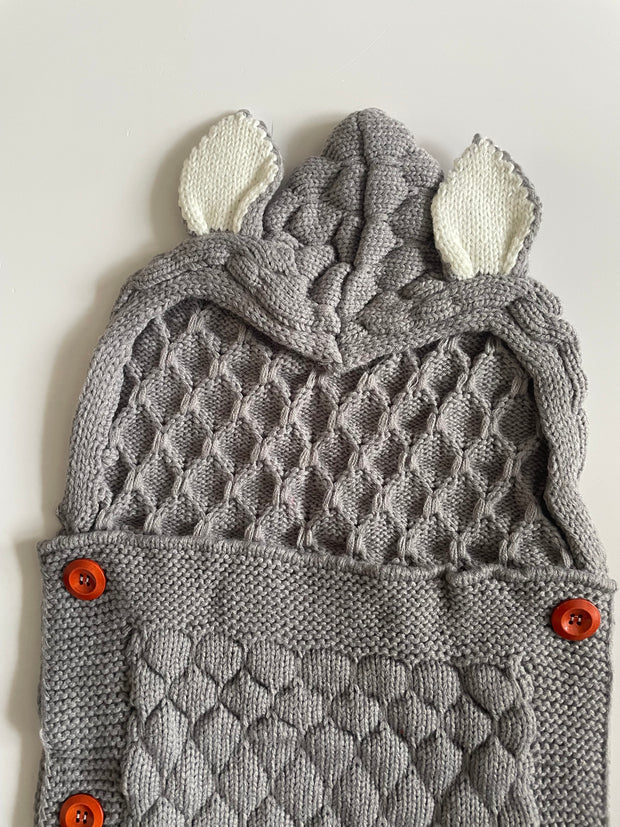 Grey Knitted Baby Blanket