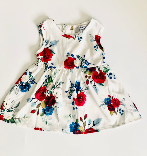 2pc Red/Blue & White Dress