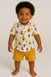 Baby 2-Piece Smart Teepee Cotton Top & Yellow Shorts Set