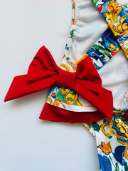 Bold & Bright Baby Girl Swimsuit with Red Side Bows
