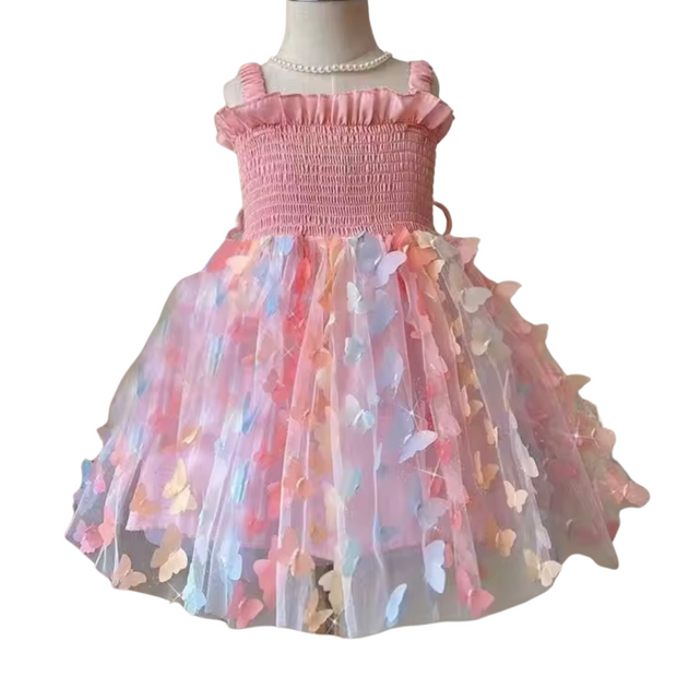 front girls purple dress with butterfly ruffle twirl dress