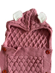 Dark Pink Knitted Blanket