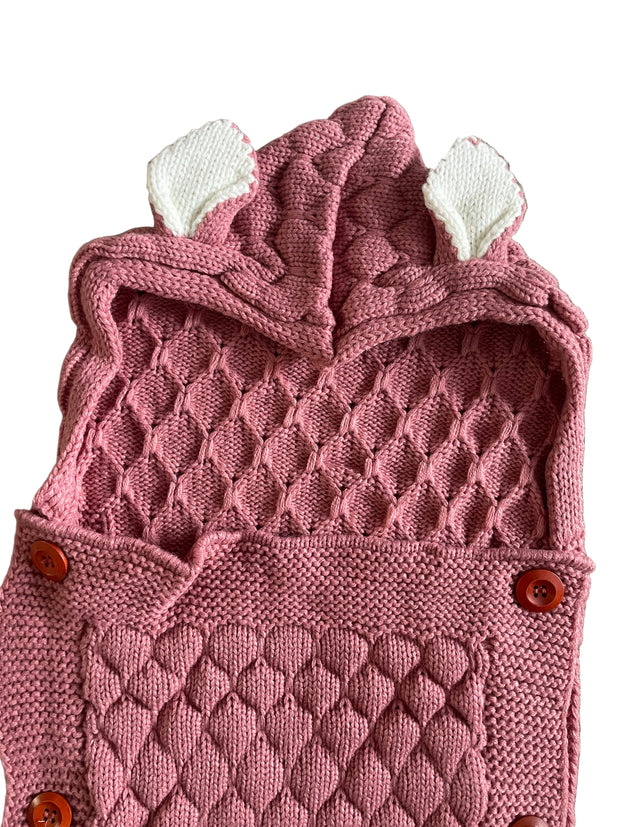 Dark Pink Knitted Blanket