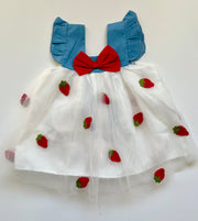 Cherry Delight Baby Girl Dress with Red Bow