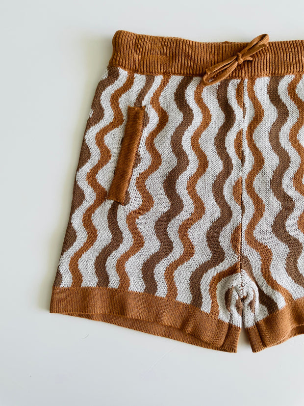 Short-sleeve toddler boy knitted shirt and matching shorts