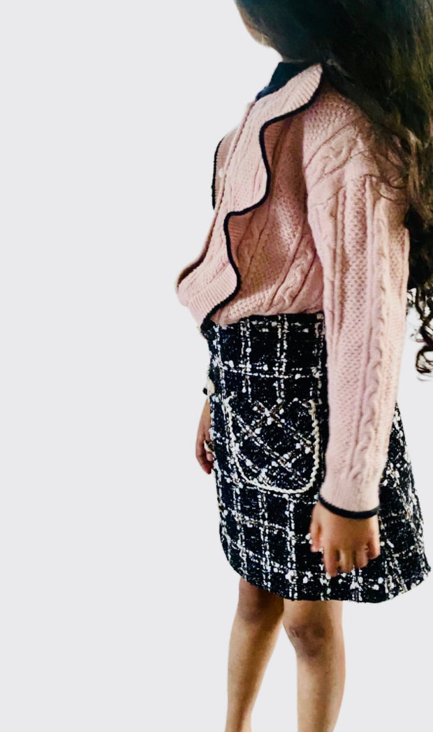 Iridescent flicker black and white skirt