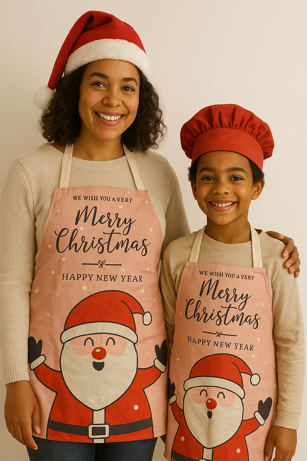 Matching Santa Adult & Child Apron Set