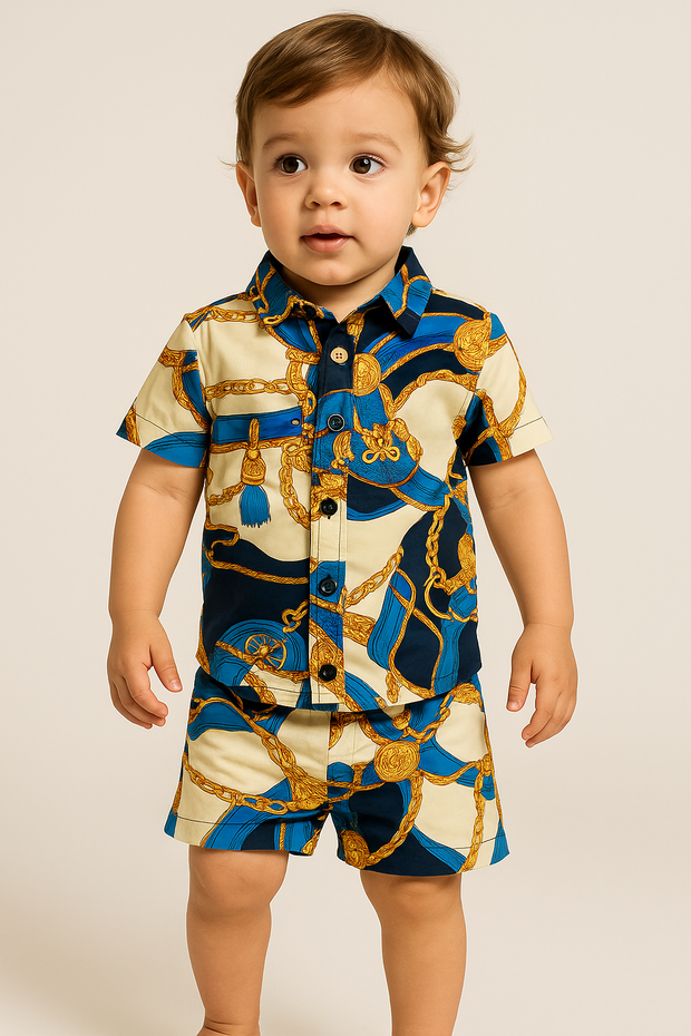 Blue & Yellow Shirt & Shorts