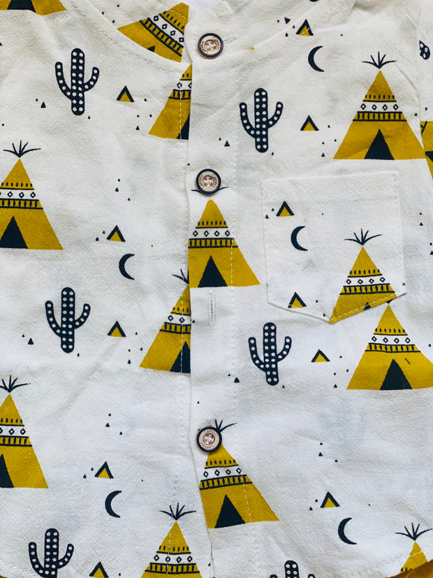 Baby 2-Piece Smart Teepee Cotton Top & Yellow Shorts Set