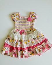 Pink Baby & Toddler Girl Ruffle Dress with Puffed Sleeves & Rosette Details