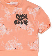top Toddler Boy “Make Waves” Crab Print T-Shirt & Shorts Set with Sunglasses