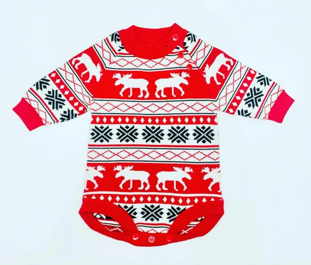 Soft red and black holiday romper for infants 