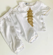 White & Gold Satin 2pc