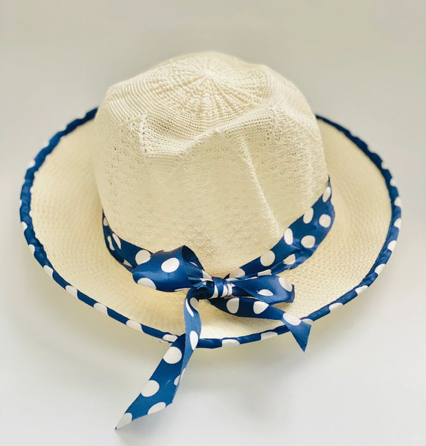 Blue Bow & Neutral Hat