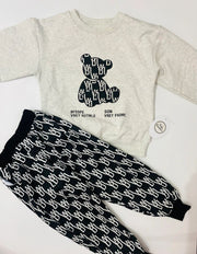 Grey & Black Check Bear Tracksuit