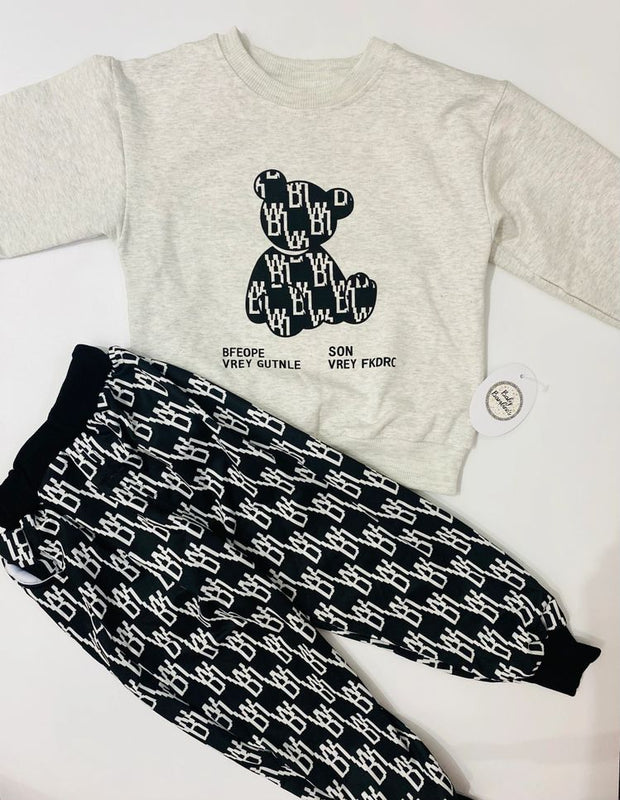Grey & Black Check Bear Tracksuit