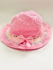 Pink Net Bow Hat