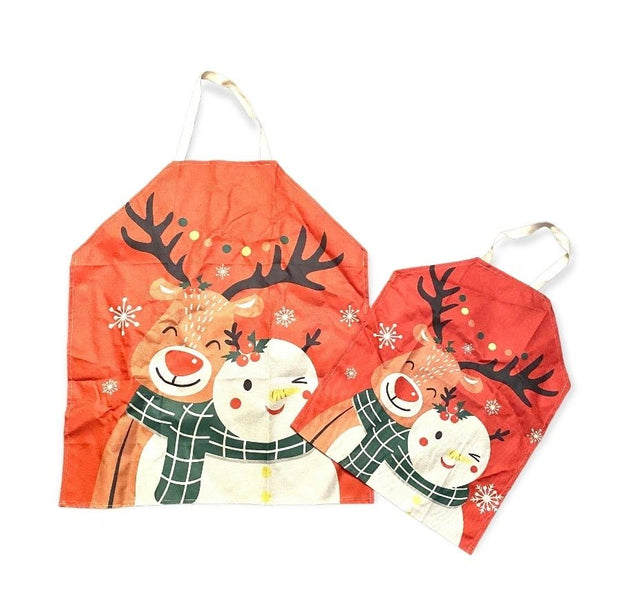 Matching Snowman & Reindeer Adult & Child Apron Set