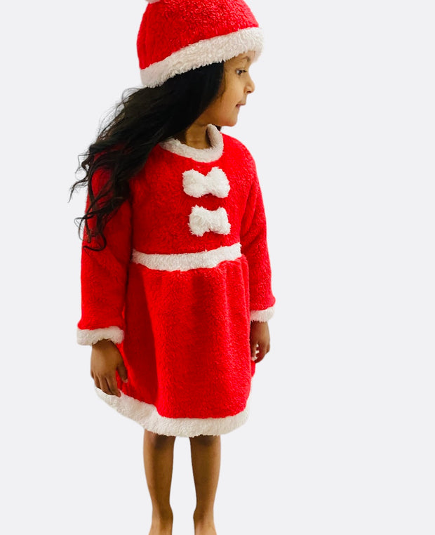 Full leg he girls Santa outfit with hat